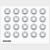 Sticker Rond Cute Little Bunny Rabbit with Personalized (Feuille)
