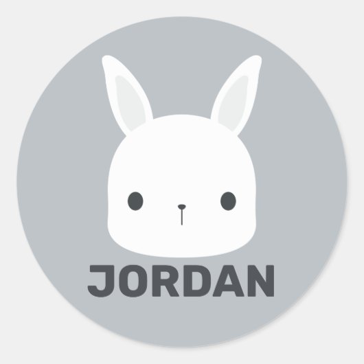 Sticker Rond Cute Little Bunny Rabbit with Personalized (Devant)