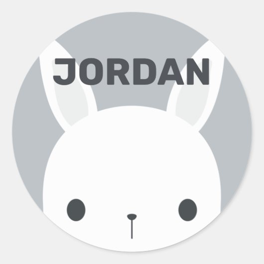 Sticker Rond Cute Little Bunny Rabbit with Personalized (Devant)