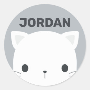 Sticker Rond Cute Little Cat avec nom personnalisé