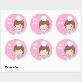 Sticker Rond Cute Little Chef Baker Girl (Feuille)