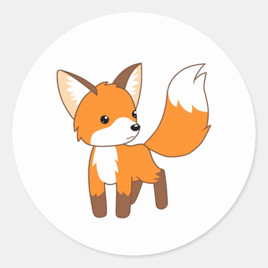 Sticker Rond Cute Little Fox (Devant)