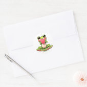 Sticker Rond Cute Little Frog Holding a Heart (Enveloppe)
