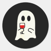 Sticker Rond Cute Little Ghost Red Wine Gl Halloween (Devant)