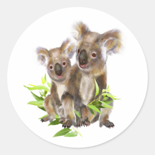 Sticker Rond Cute Little Koala Ours Animal australien (Devant)