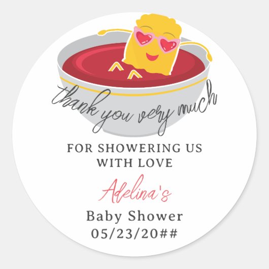 Sticker Rond Cute Little Nugget Poulet Nugget Fille Baby shower (Devant)