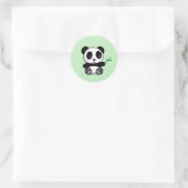 Sticker Rond Cute Little Panda avec Bâton en Bambou vert (Sac)