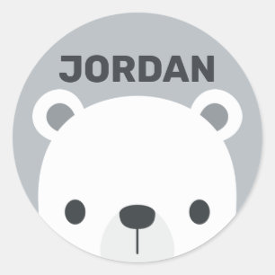 Sticker Rond Cute Little Polar Bear