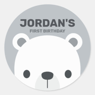 Sticker Rond Cute Little Polar Bear