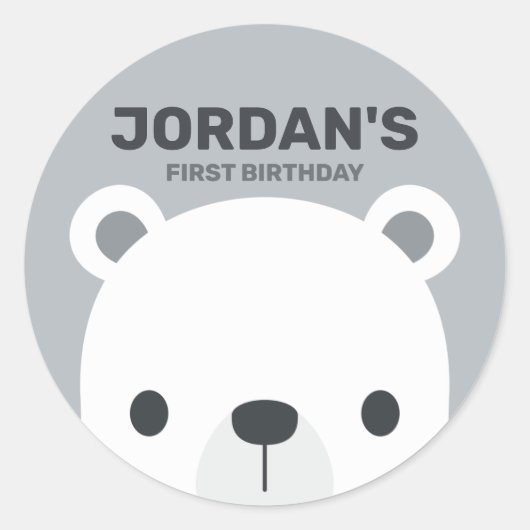 Sticker Rond Cute Little Polar Bear (Devant)