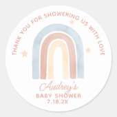 Sticker Rond Cute Little Rainbow Boho Baby shower Merci (Devant)
