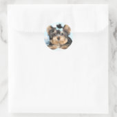 Sticker Rond Cute Little Tiny Yorkie Conception de la coupe (Sac)
