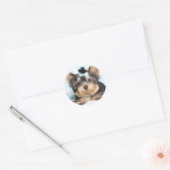 Sticker Rond Cute Little Tiny Yorkie Conception de la coupe (Enveloppe)