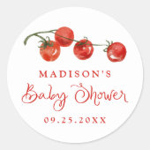 Sticker Rond Cute Little Tomato Baby Shower (Devant)