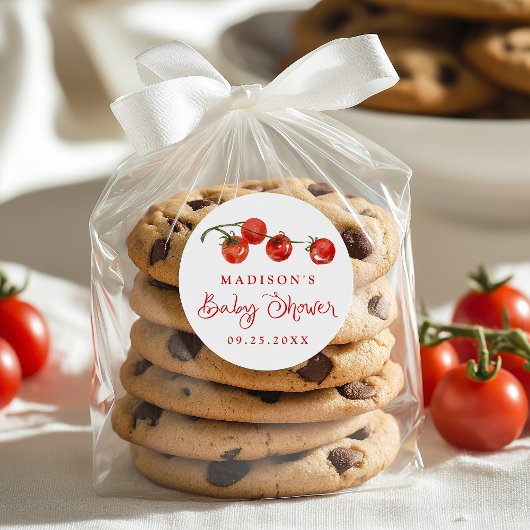 Sticker Rond Cute Little Tomato Baby Shower