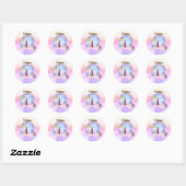 Sticker Rond Cute little unicorn  (Feuille)