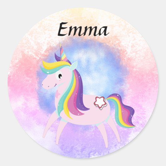 Sticker Rond Cute little unicorn  (Devant)