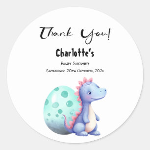 Sticker Rond Cute Little Watercolor Baby shower Dinosaur