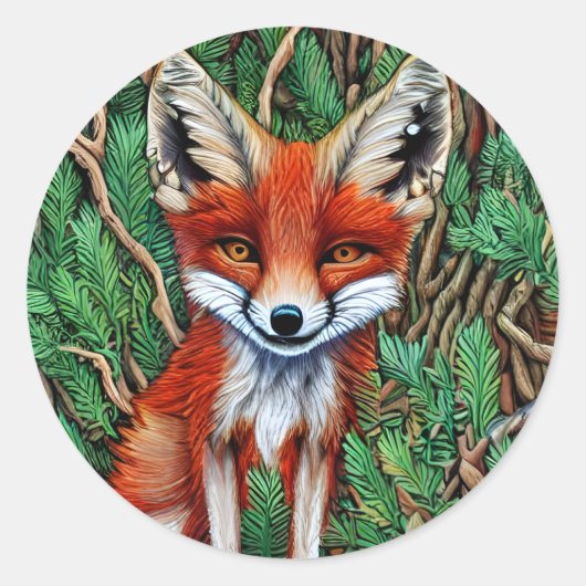 Sticker Rond Cute Little Wilderness Fox (Devant)
