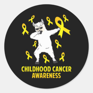Sticker Rond Cute Llama Dabbing Guerrier du cancer de l'enfance
