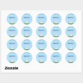 Sticker Rond Cute Llama Fun Blue Anniversaire (Feuille)