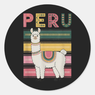 Sticker Rond Cute Llama péruvienne du Pérou - Amusants Pérou De