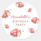 Sticker Rond Cute Love Bug Anniversaire Fête Favoriser Classic (Devant)