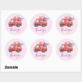 Sticker Rond Cute Love Camion Coeurs & Fleurs Cargo Merci (Feuille)
