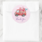 Sticker Rond Cute Love Camion Coeurs & Fleurs Cargo Merci (Sac)