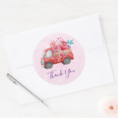 Sticker Rond Cute Love Camion Coeurs & Fleurs Cargo Merci (Enveloppe)