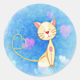 Sticker Rond Cute Love Chat