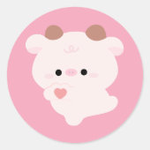 Sticker Rond Cute Love Cow (Devant)