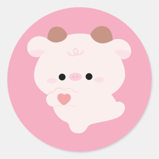 Sticker Rond Cute Love Cow (Devant)