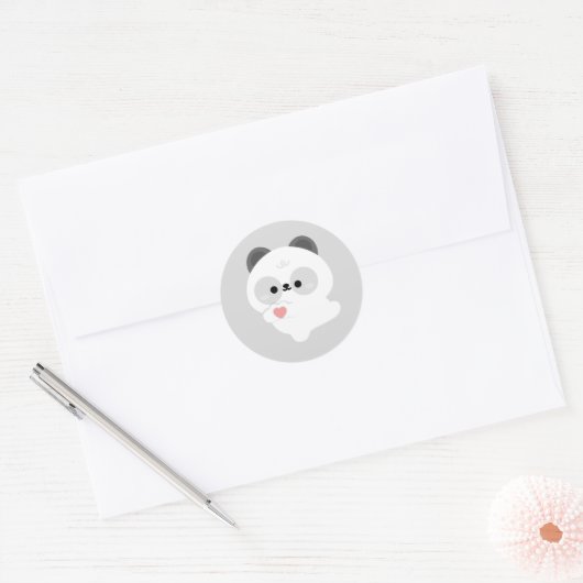 Sticker Rond Cute Love Panda (Enveloppe)