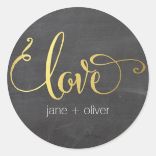 Sticker Rond CUTE LOVE SEAL typographie moderne or damboard