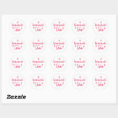Sticker Rond Cute Maison Fabriquée Avec Amour Rouge Blanc (Feuille)