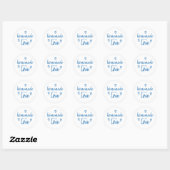 Sticker Rond Cute Maison Faite Avec Amour Bleu Blanc (Feuille)