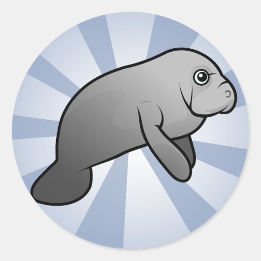 Sticker Rond Cute Manatee (Devant)