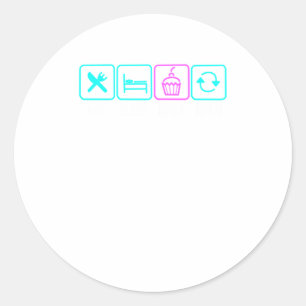 Sticker Rond Cute Manger Sleep Bake Répéter Cool Baker Alimenta