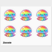 Sticker Rond Cute méduse arc-en-ciel (Feuille)