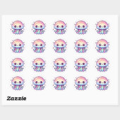 Sticker Rond Cute méduse multicolore (Feuille)