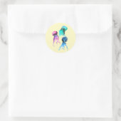 Sticker Rond Cute méduse trio aquarelle art (Sac)