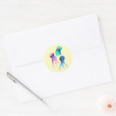 Sticker Rond Cute méduse trio aquarelle art (Enveloppe)