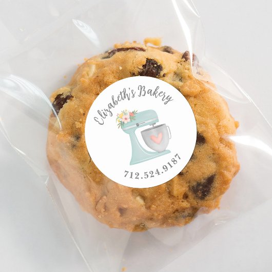 Sticker Rond Cute Mélangeur de gâteaux Boulangerie d'affaires C