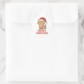 Sticker Rond Cute Meowy Christmas Cat Santa Hat (Sac)