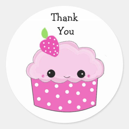 Sticker Rond Cute Merci Cupcake (Devant)