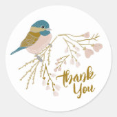 Sticker Rond Cute Merci de poulet rose or (Devant)