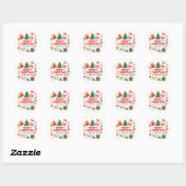 Sticker Rond Cute Merry Christmas & Happy New Year Snowman&tree (Feuille)