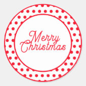 Sticker Rond Cute Merry Christmas Red Polka Dots (Devant)