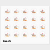 Sticker Rond Cute Mochi Peach Cat (Feuille)